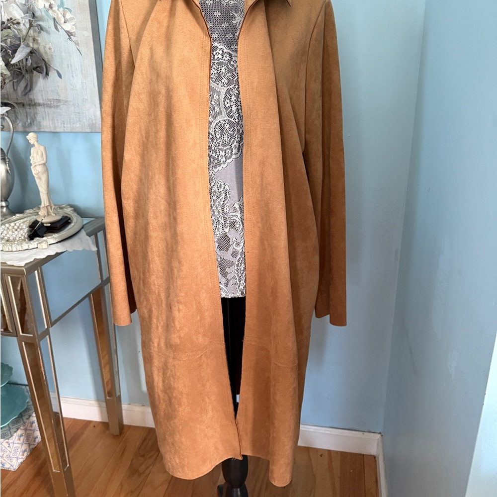 Philosophy Suede Camel Trench Coat
